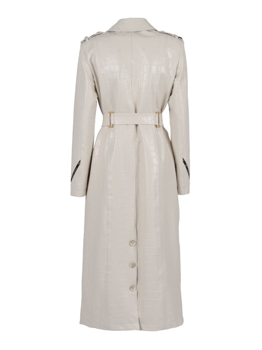 Elisabetta Franchi Minimalist Long Coat With Tailored Silhouette