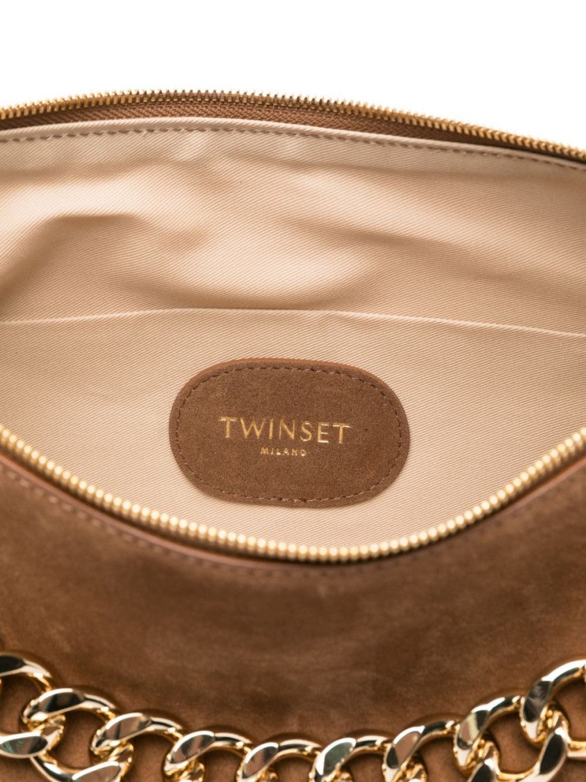 Twin-Set Brown Leather Shoulder Bag