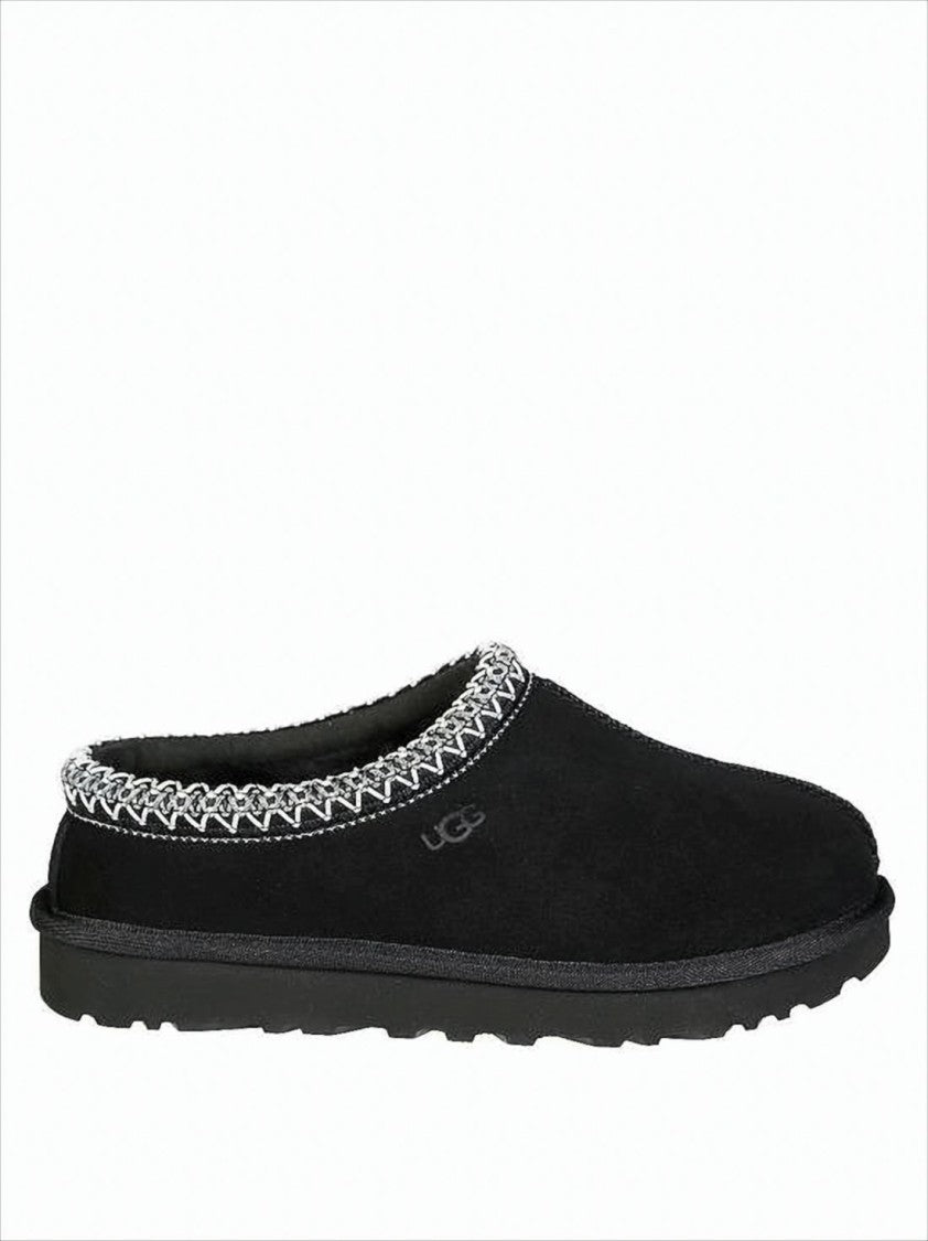 Ugg Suede Slip-On Mules With Decorative Zigzag Stitch Detail