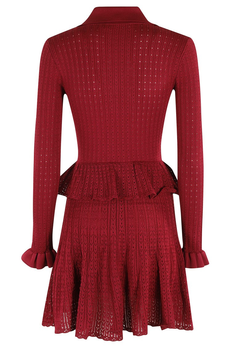 Self-Portrait Pointelle Knit Mini Dress