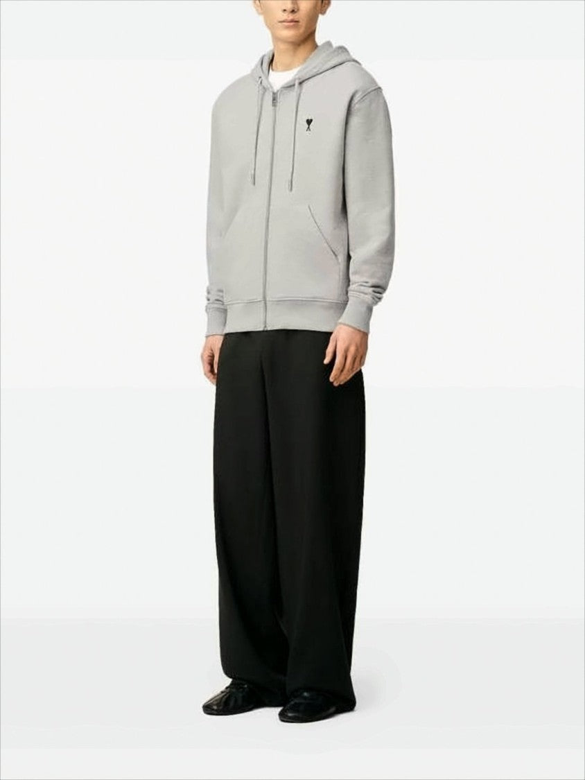 Ami Zip-Up Hoodie With Subtle Embroidered Heart