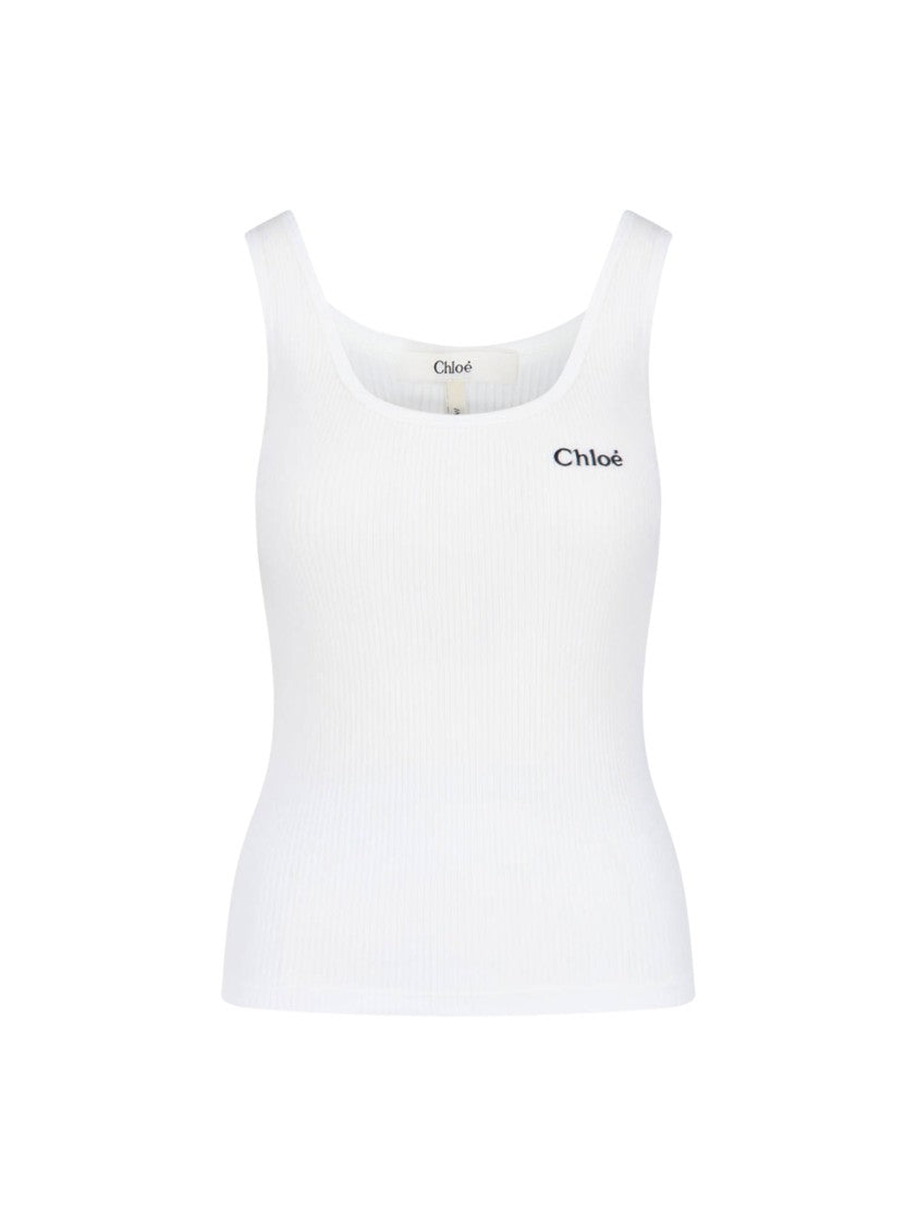 Chloé Logo Tank Top – White