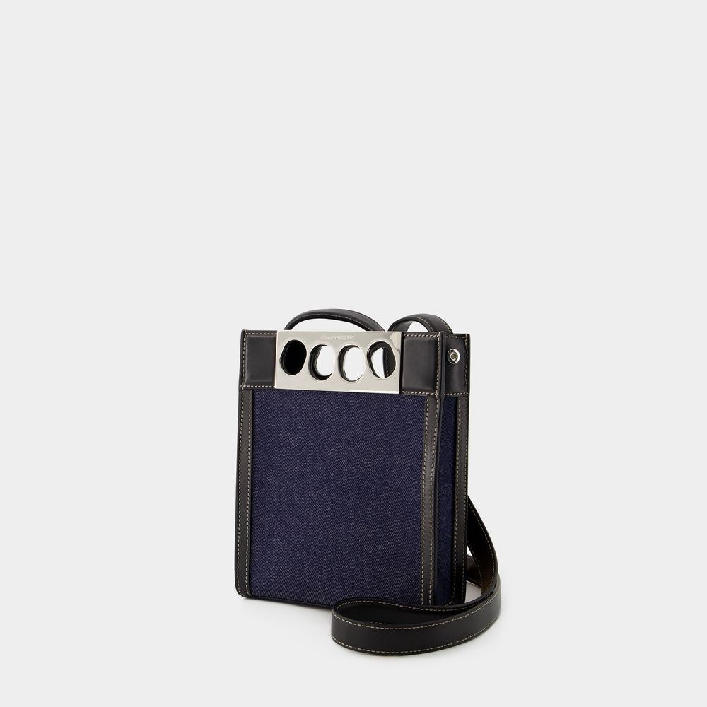 Alexander Mcqueen Mini Tote Bag - Leather - Denim/Black