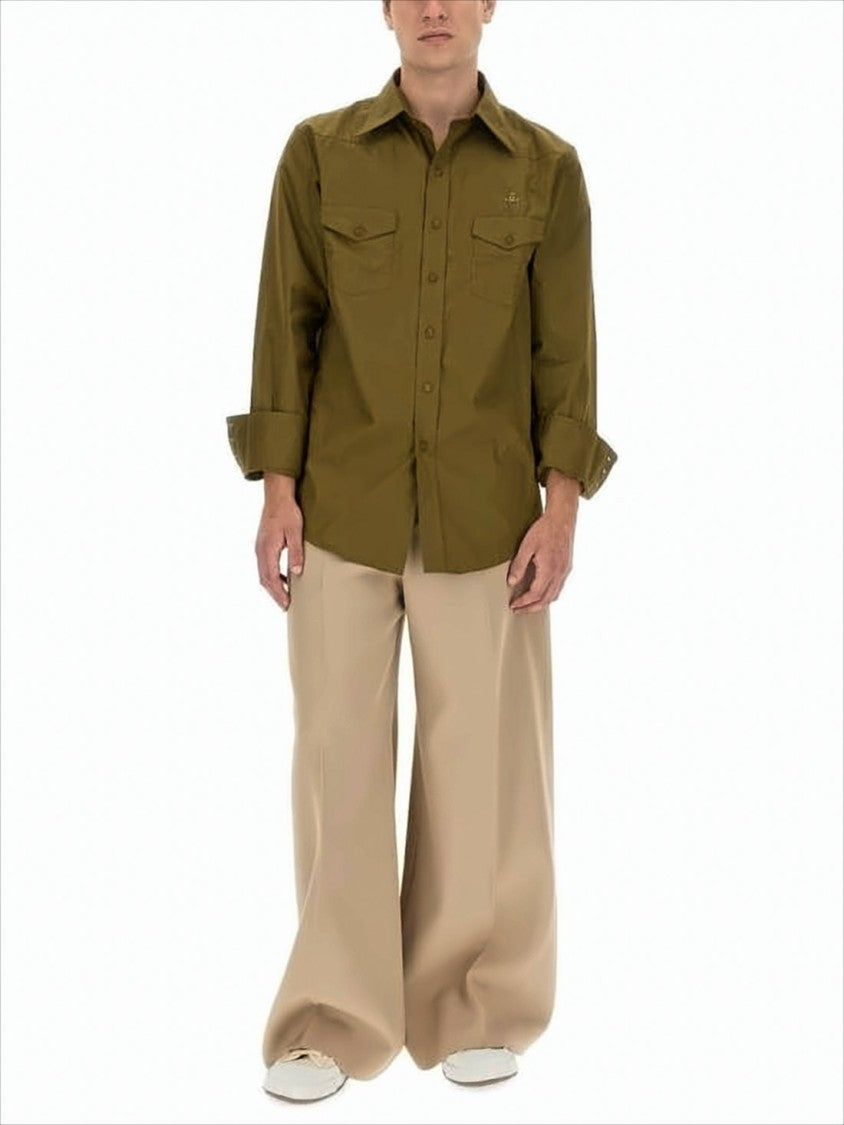 Vivienne Westwood Structured Brown Long-Sleeve Shirt With Pointed Collar