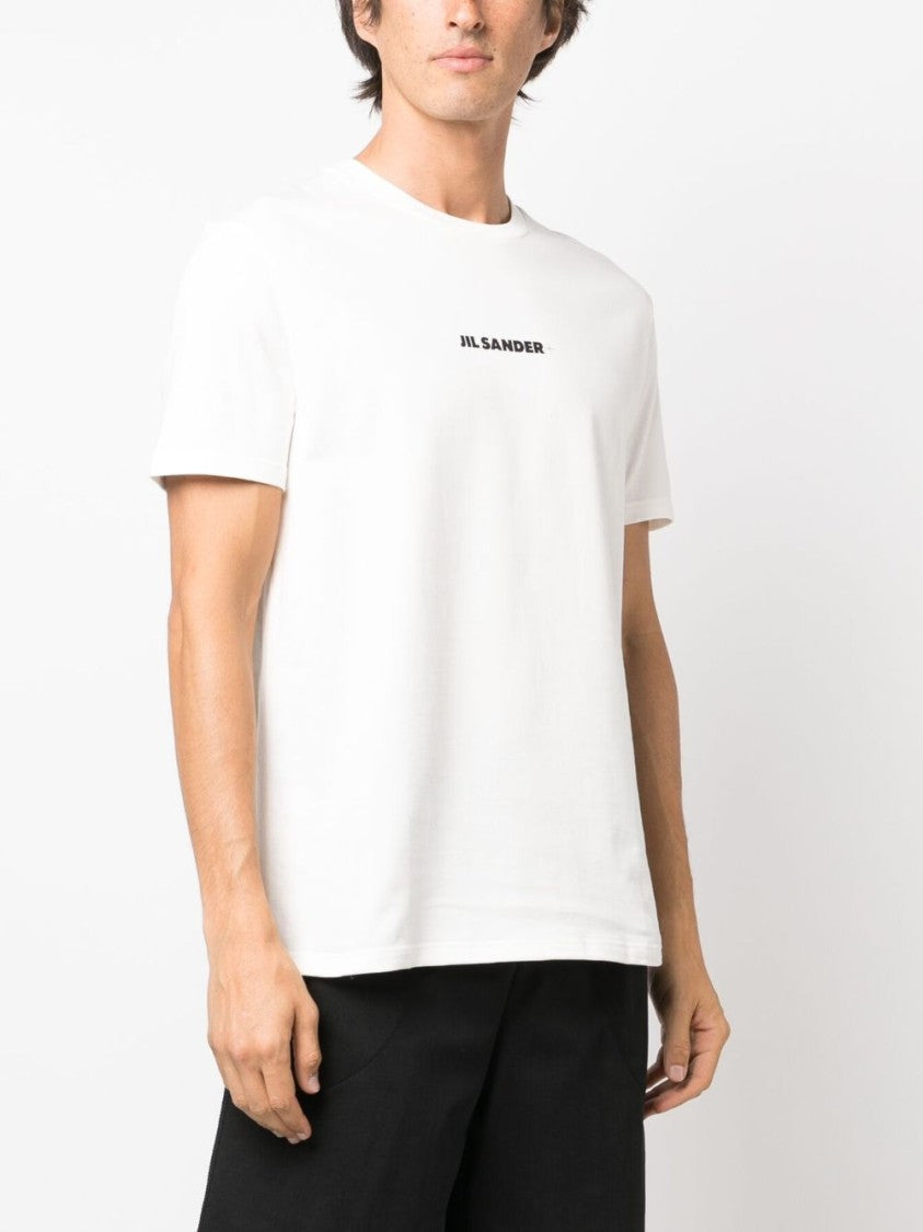 Jil Sander Logo Print White Cotton T-Shirt