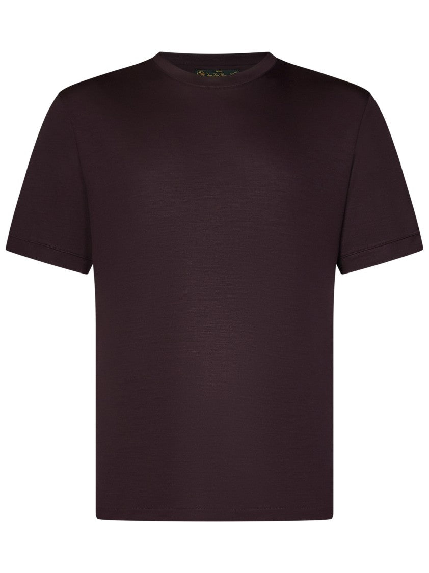 Franzese Collection Burgundy Wool Crew Neck T-Shirt With Texture