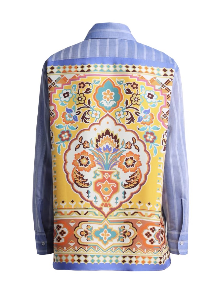 Etro Classic Striped Cotton Shirt With Intricate Back Print