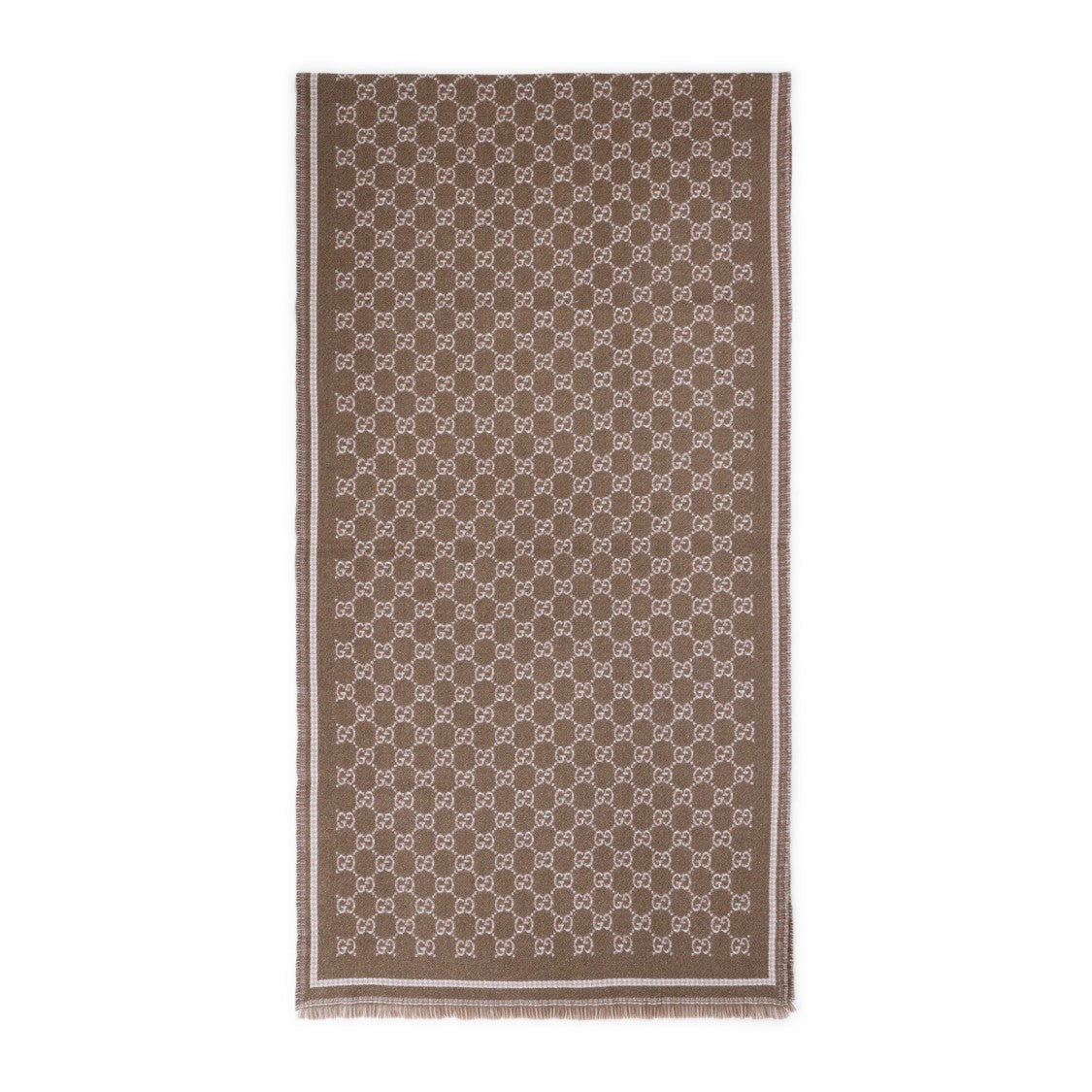 Gucci Gg Brown And Pink Wool Scarf