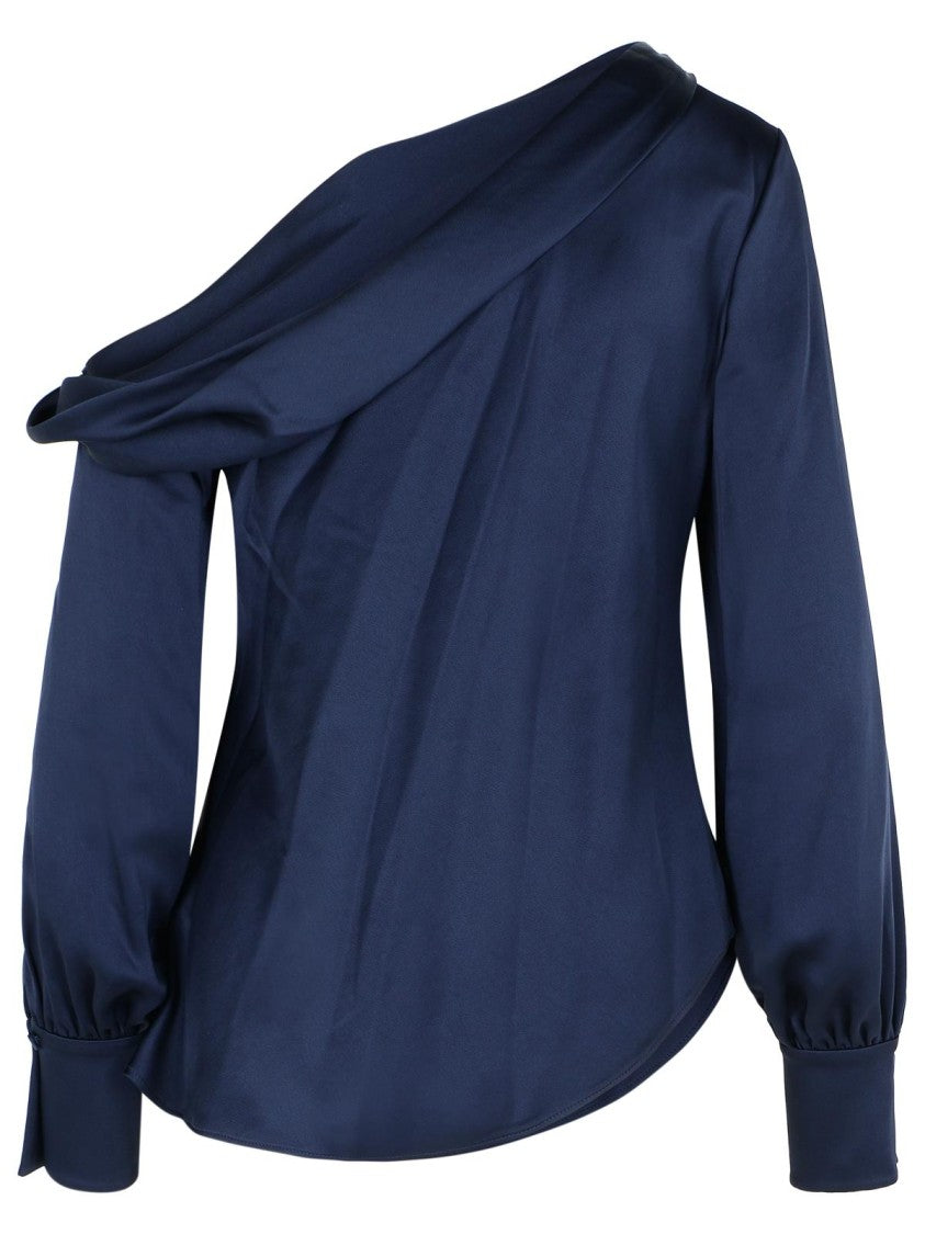 Simkhai 'Alice' Navy Acetate Blend Blouse
