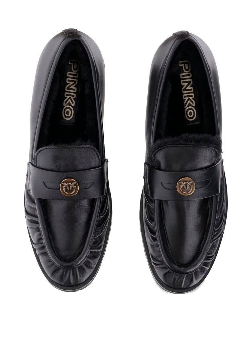 Pinko Minimalist Black Flats With Rounded Toe