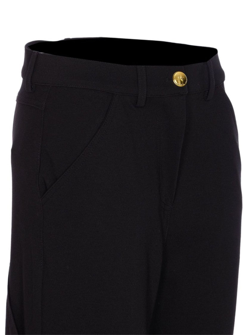 Pinko Tapered Black Trousers With Gathered Cuffs
