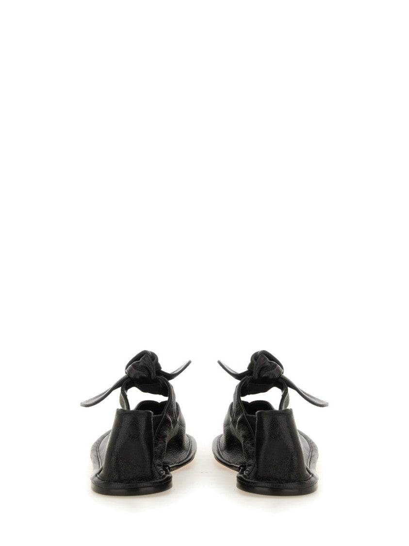 Hereu Knotted Black Lambskin Flats