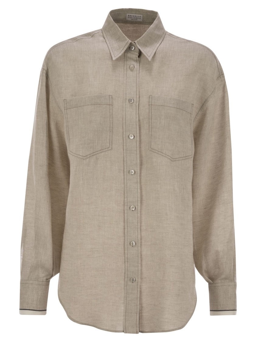 Brunello Cucinelli Linen Shirt With Shiny Cuffs