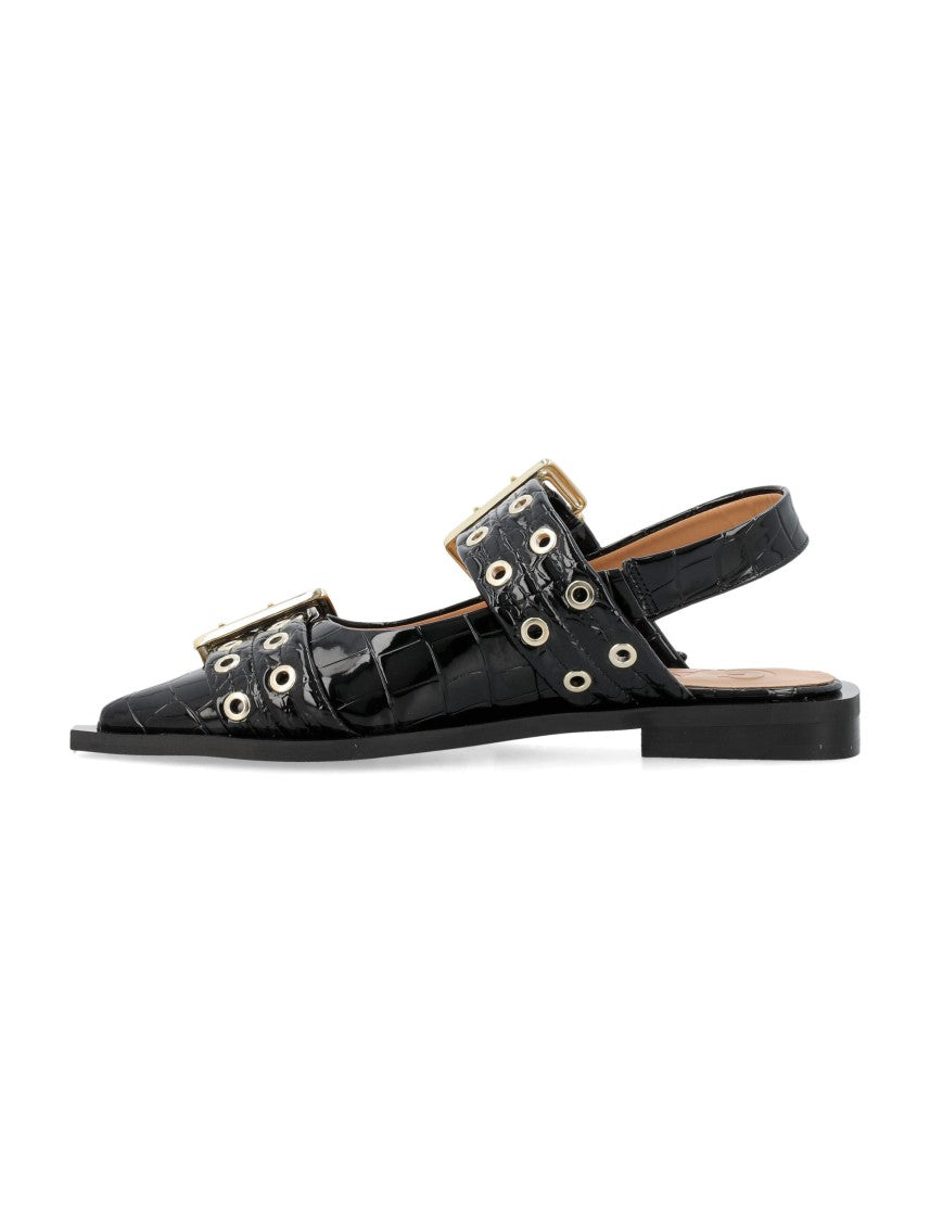 Ganni Pointed Toe Slingback Flats