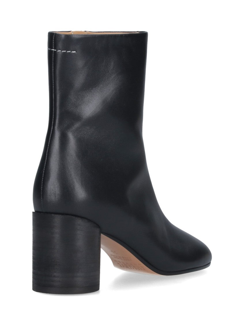 Mm6 By Maison Margiela Anatomical Black Nappa Leather Ankle Boots