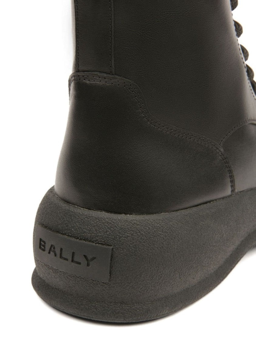 Bally High-Top Leather Ankle Boots With Lace-Up Closure