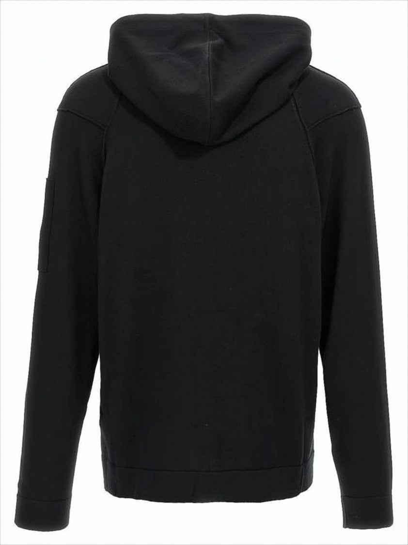 C.P. Company Relaxed-Fit Black Hoodie With Distinctive Logo Patch
