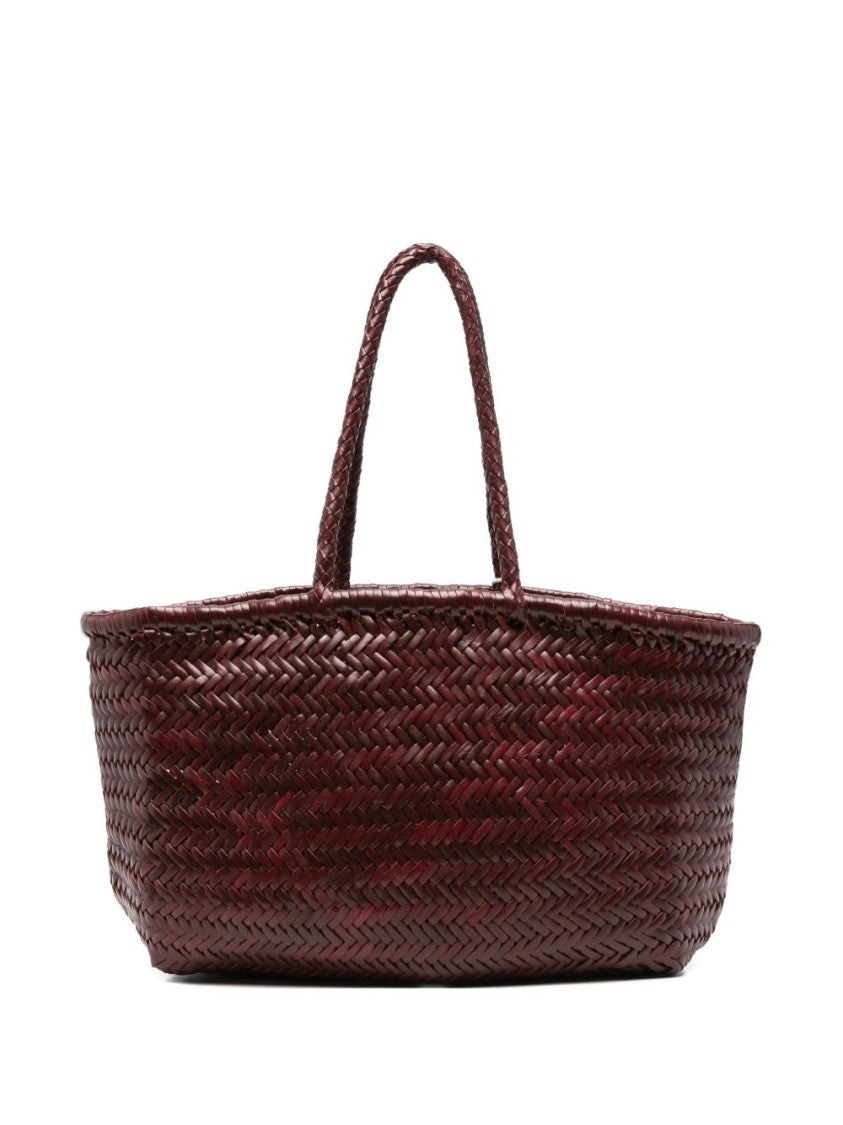 Dragon Diffusion Woven Vitello Leather Shoulder Bag In Rich Bordeaux