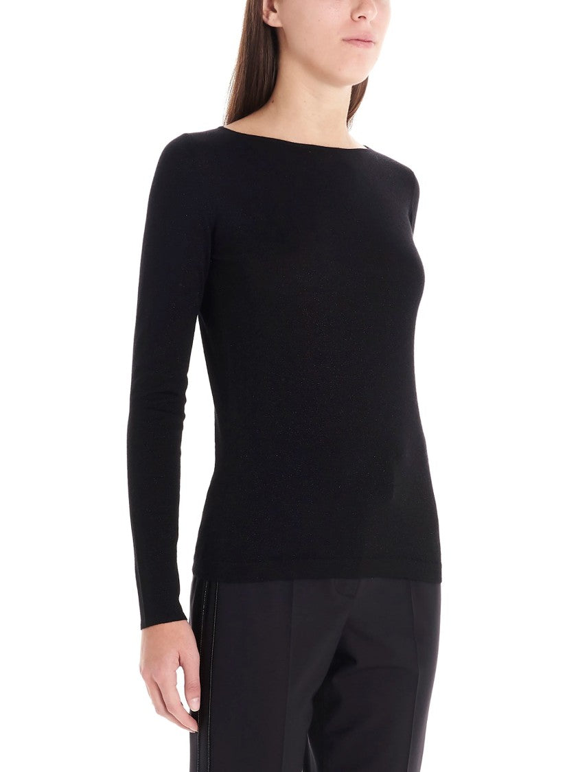Brunello Cucinelli Fitted Lurex Cashmere Sweater With Classic Round Neckline