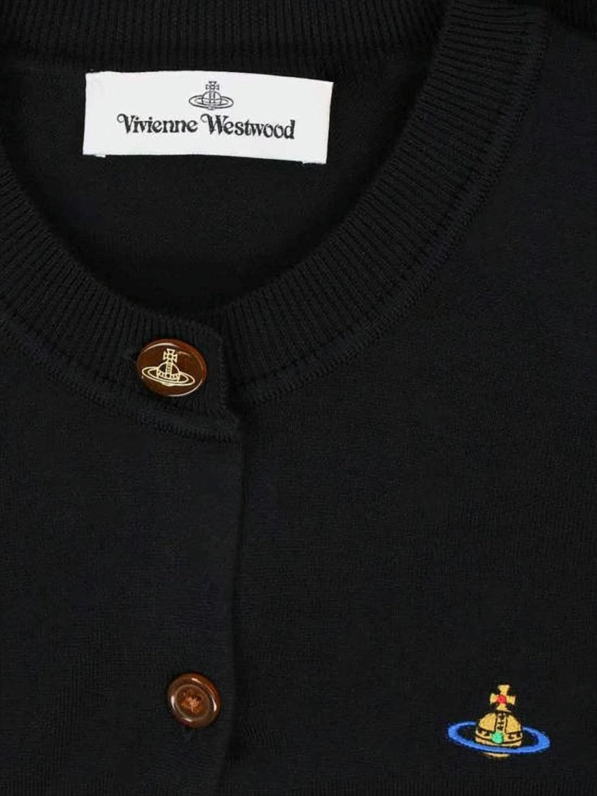 Vivienne Westwood Cropped Cardigan With Distinctive Buttons And Embroidered Emblem