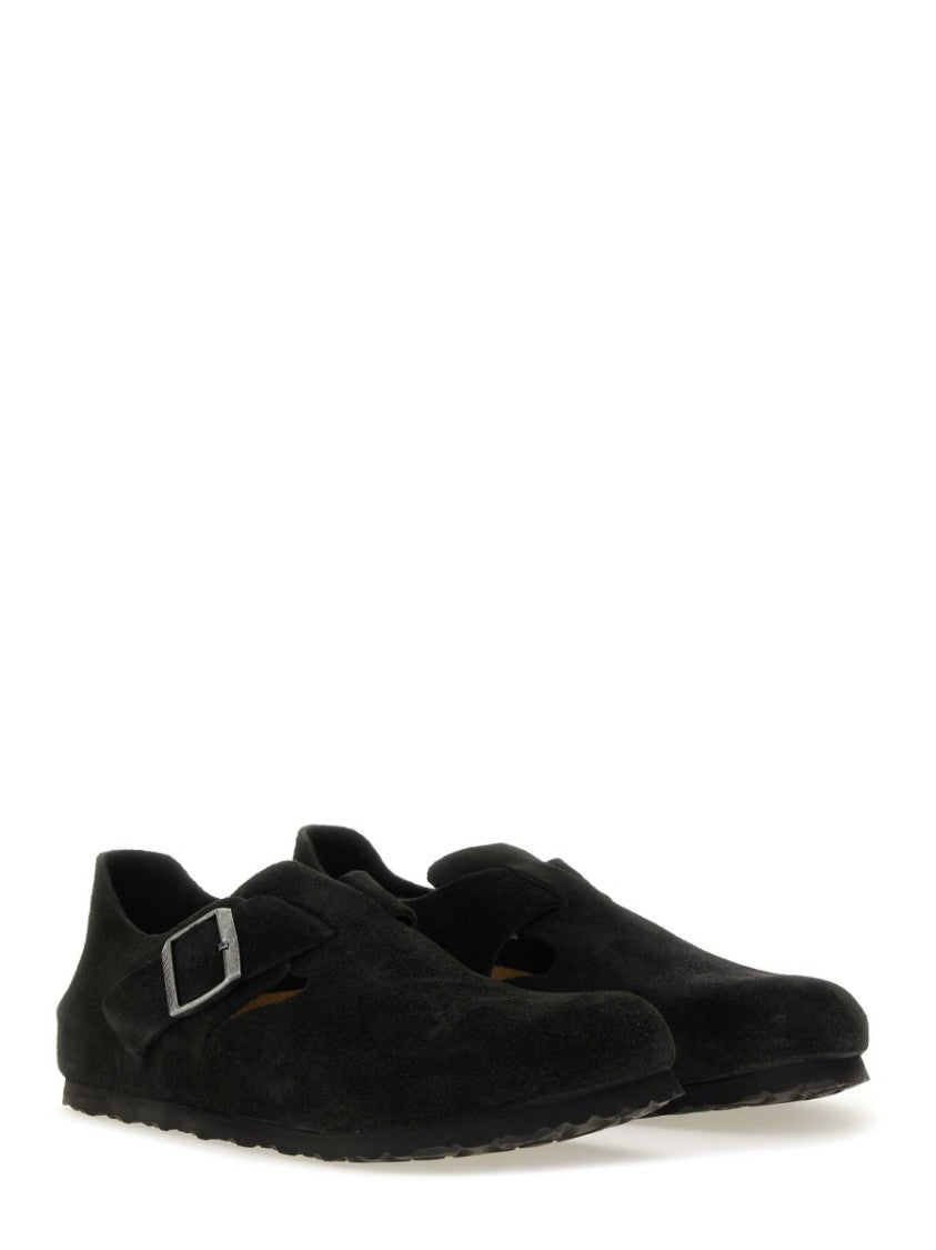 Birkenstock Suede Slip-On Sabot With Adjustable Buckle Strap