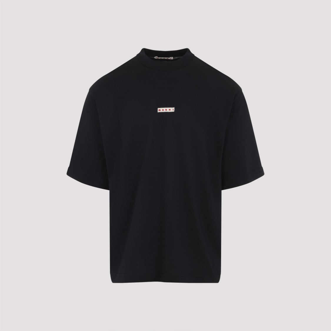 Marni Contemporary Black Cotton T-Shirt With High Neckline