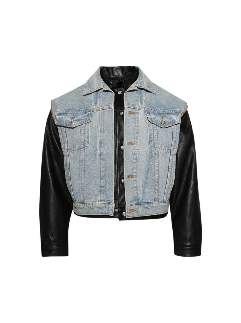 Earthling Vip Warrior Jacket Light Blue And Black Leather