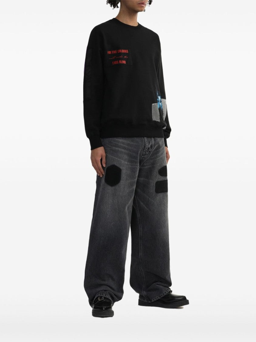 Undercover Artistic Black Printed Sweatshirt With Crew Neck Design