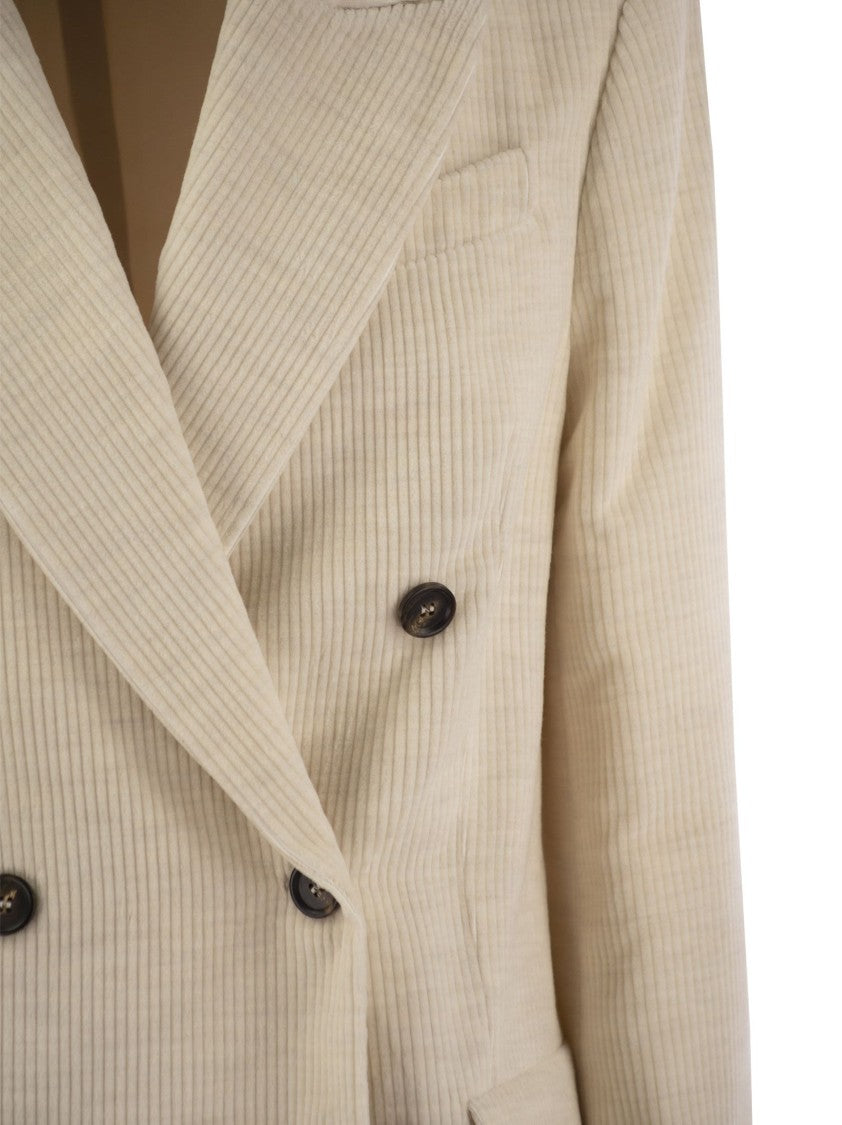 Brunello Cucinelli Viscose And Cotton Corduroy Jacket With Necklace