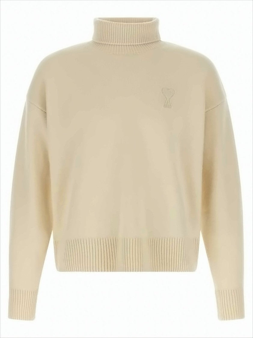 Ami Cropped Turtleneck Sweater In Luxe Wool-Cashmere Blend