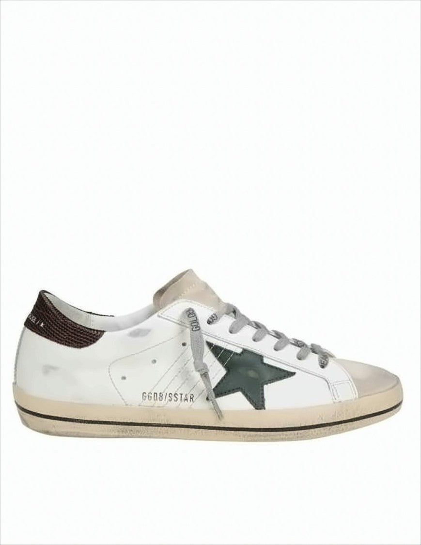 Golden Goose Distressed White Leather Low-Top Sneakers With Suede Accents
