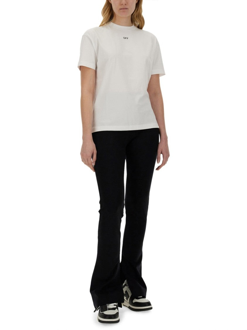 Off-White White T-Shirt With Geometric Logo Design