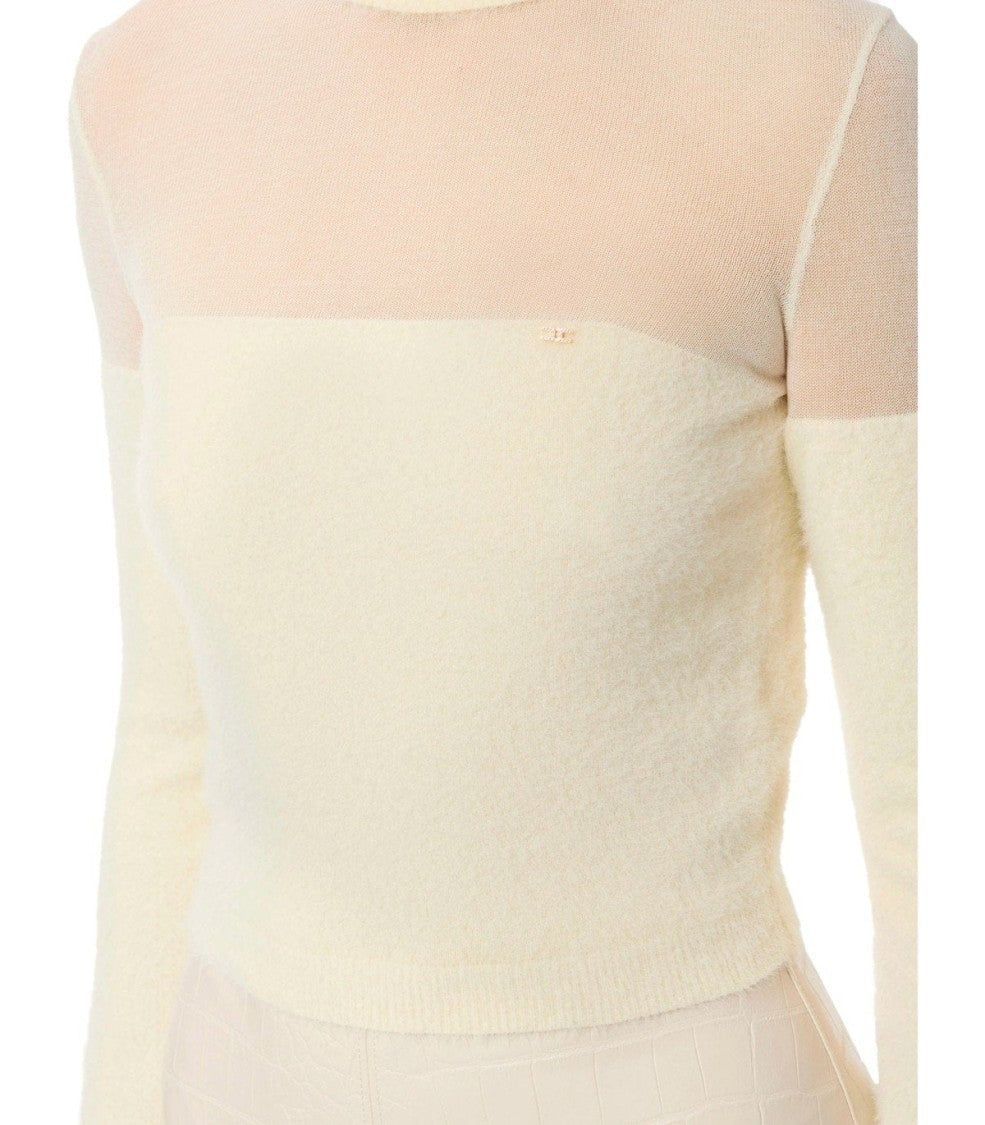 Elisabetta Franchi Milk Cropped Turtleneck Sweater