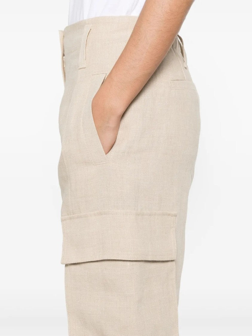 Brunello Cucinelli Relaxed Fit Linen Pants With Tapered Leg