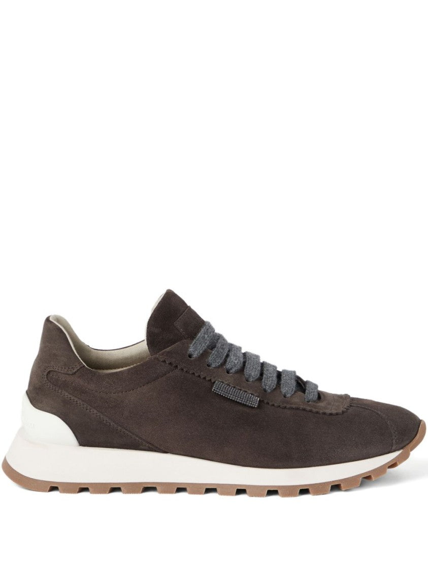 Brunello Cucinelli Sleek Brown Suede Flat Shoes