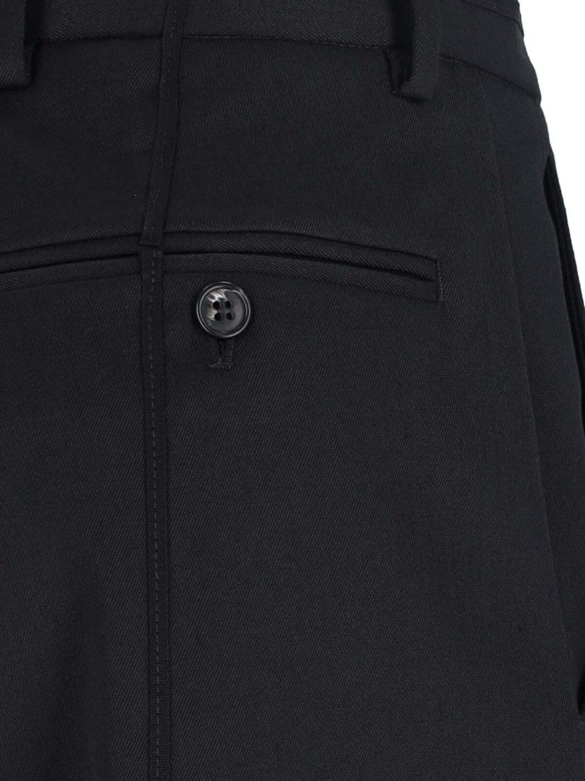 Mm6 By Maison Margiela Wide-Leg Black Wool Blend Trousers