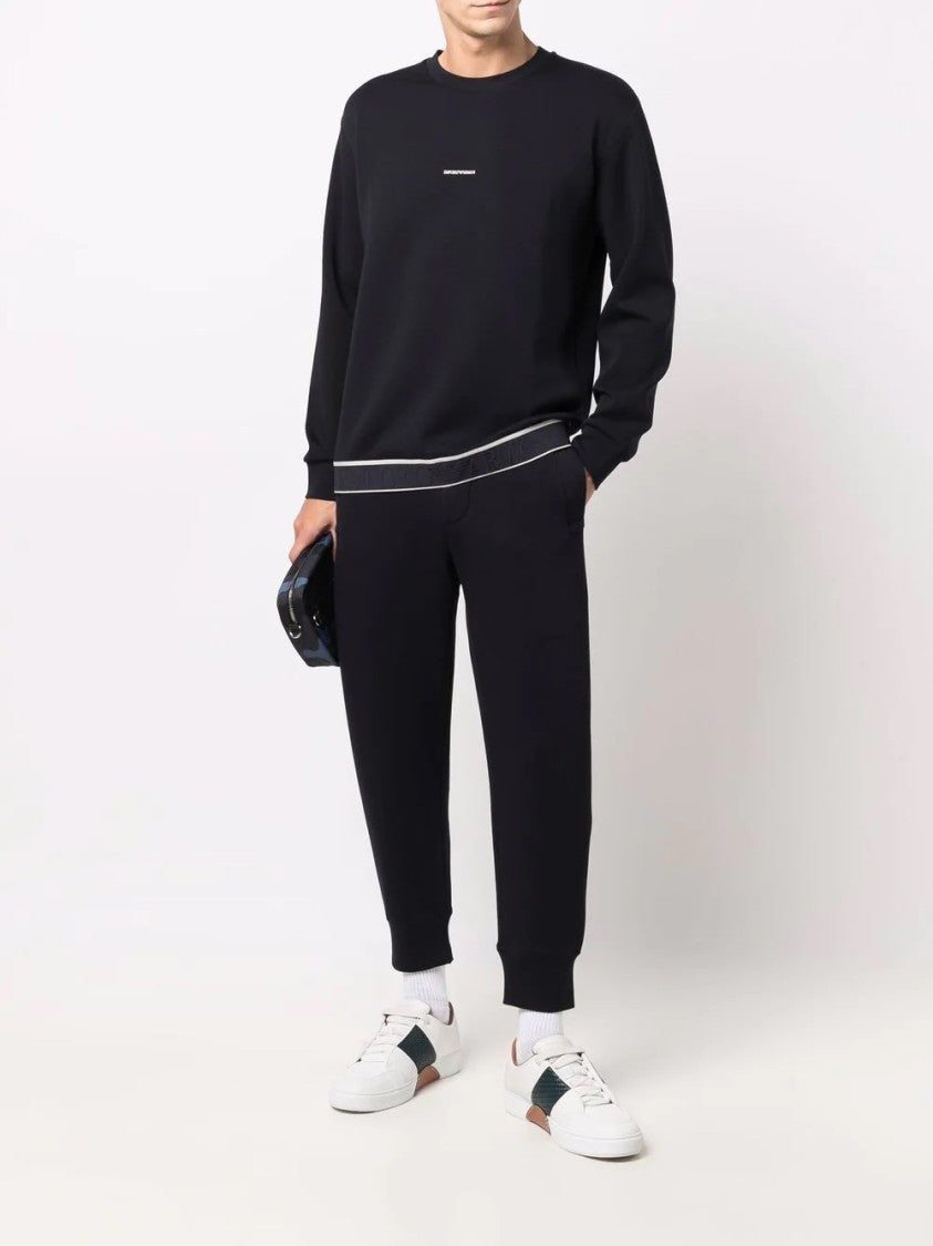 Emporio Armani Tapered Black Pants With Elastic Waistband