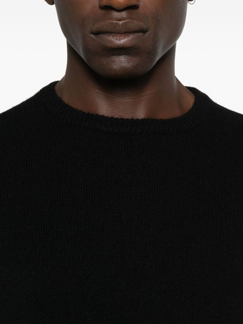 Peuterey Classic Black Crewneck Sweater With Ribbed Details