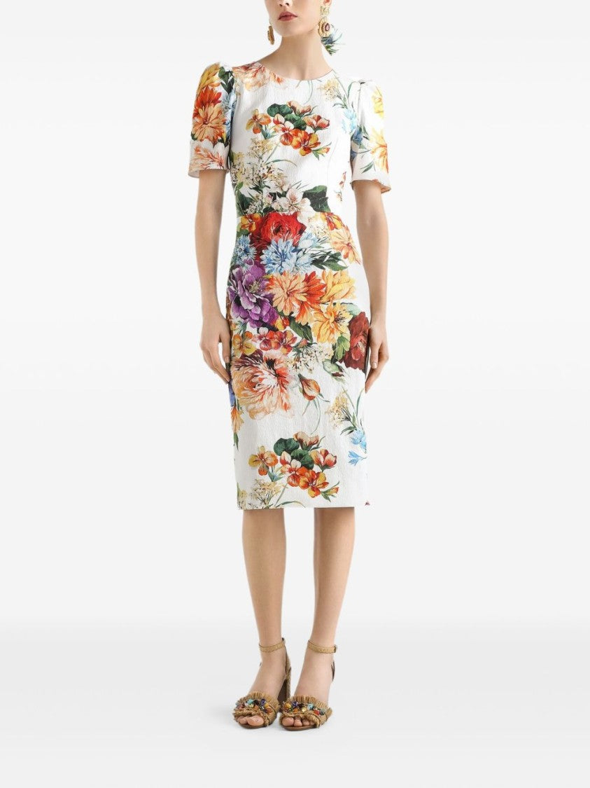 Dolce & Gabbana Puffed Sleeve Midi Dress