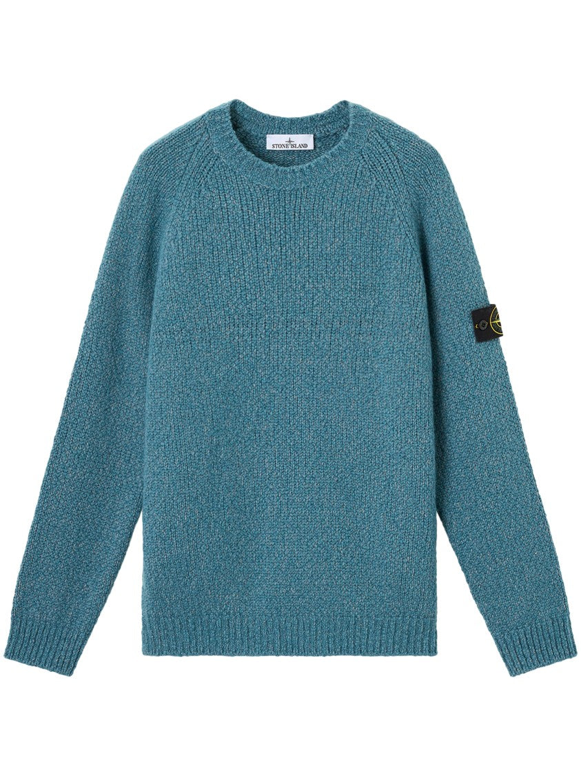 Stone Island Textured Knit Sweater With Distinctive Sleeve Patch