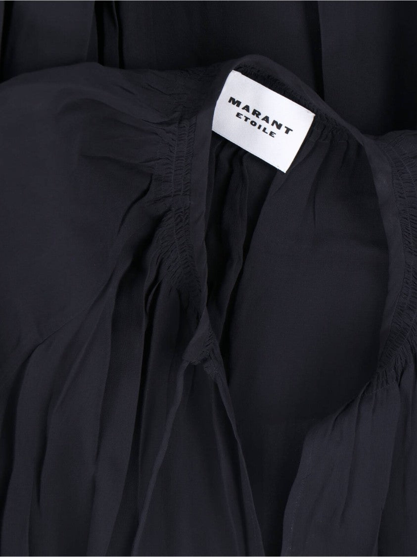 Isabel Marant Étoile Black Semi-Transparent Midi Dress With Drawstring Waist