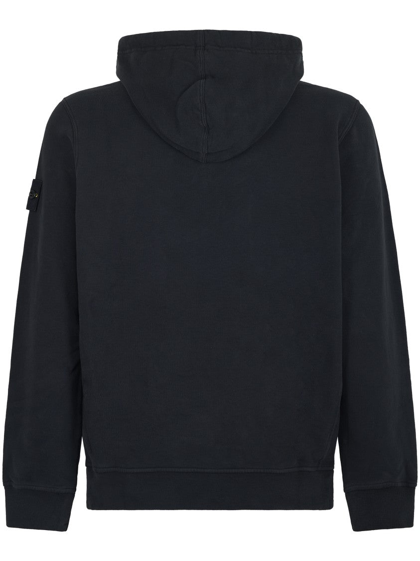 Stone Island Classic Black Hoodie With Drawstring Hood