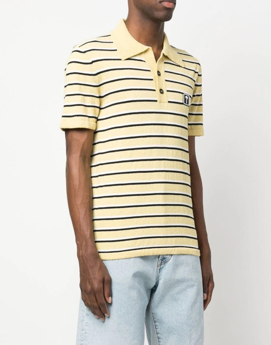 Palm Angels Stripy Terry Knitted Logo Polo Shirt