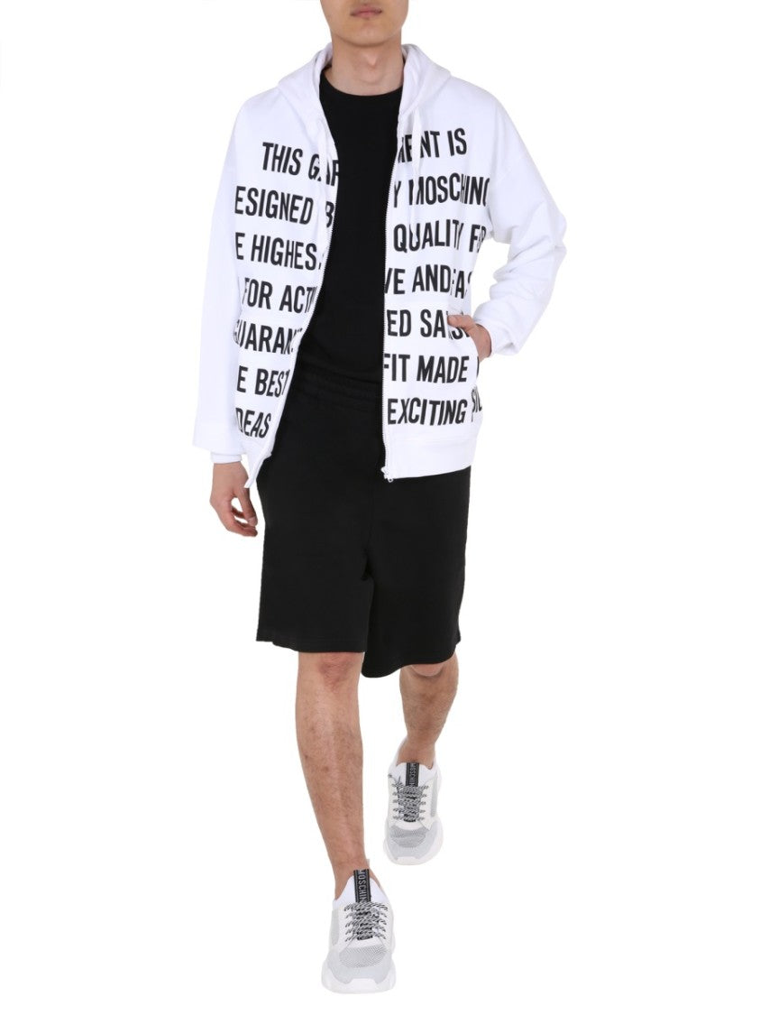 Moschino Graphic Print Zip-Up Sweatshirt With Hood