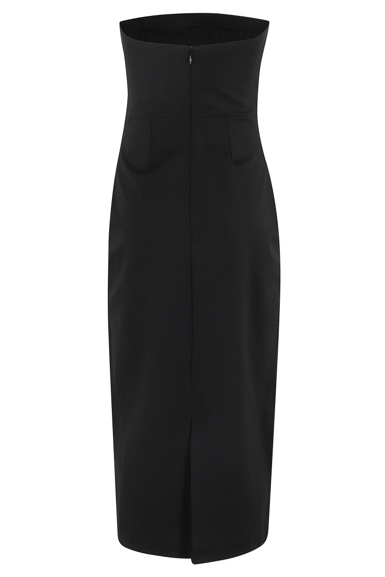 Staud Strapless Midi Dress With Floral Beaded Embroidery