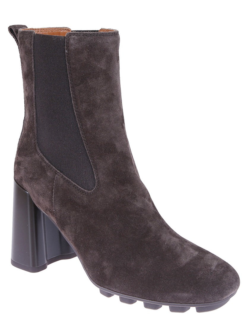 Hogan Brown Suede Chelsea Boots With Elastic Side Straps