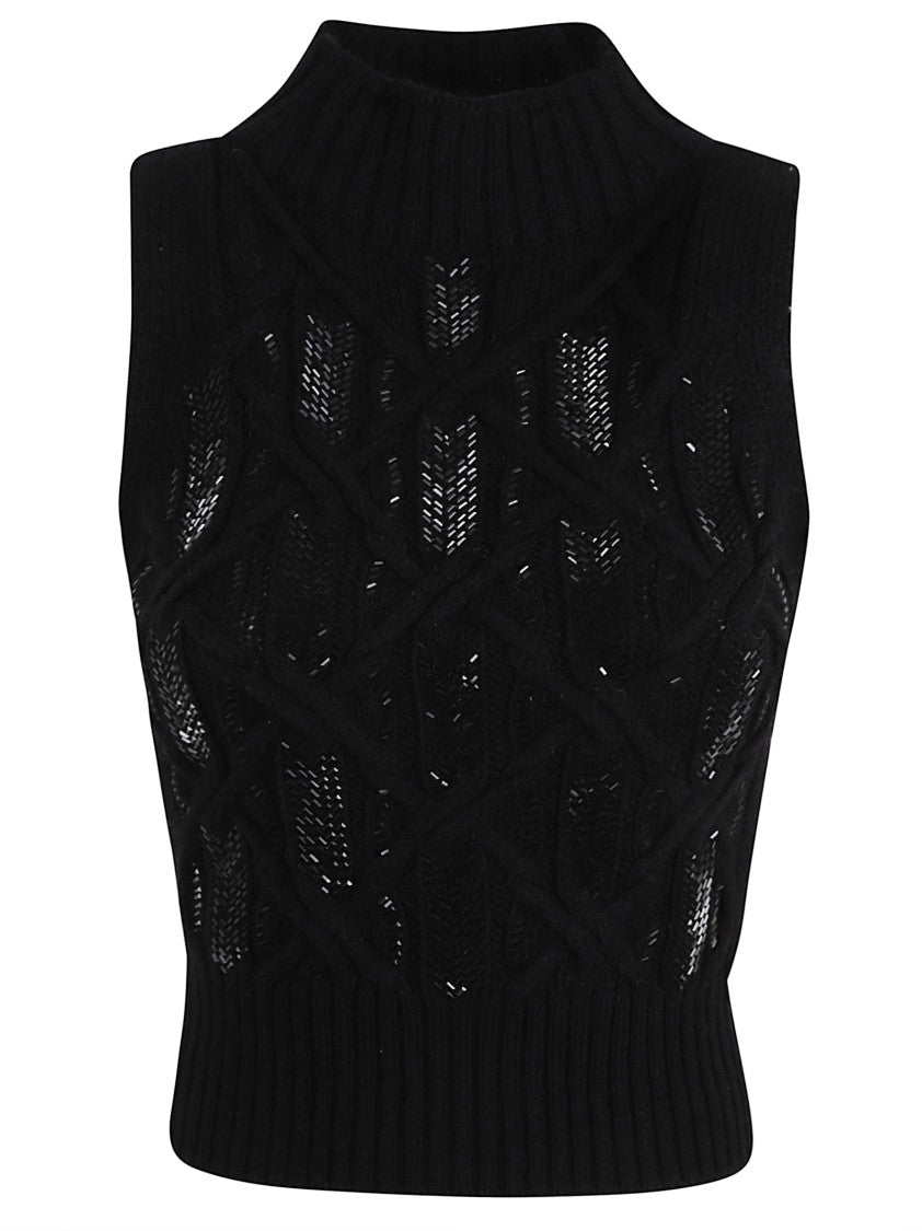 Ermanno Scervino Sleeveless Knitted Top With Openwork Patterns