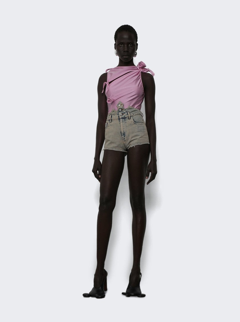 Coperni Asymmetric Neckline Top With Decorative Rose Detailing