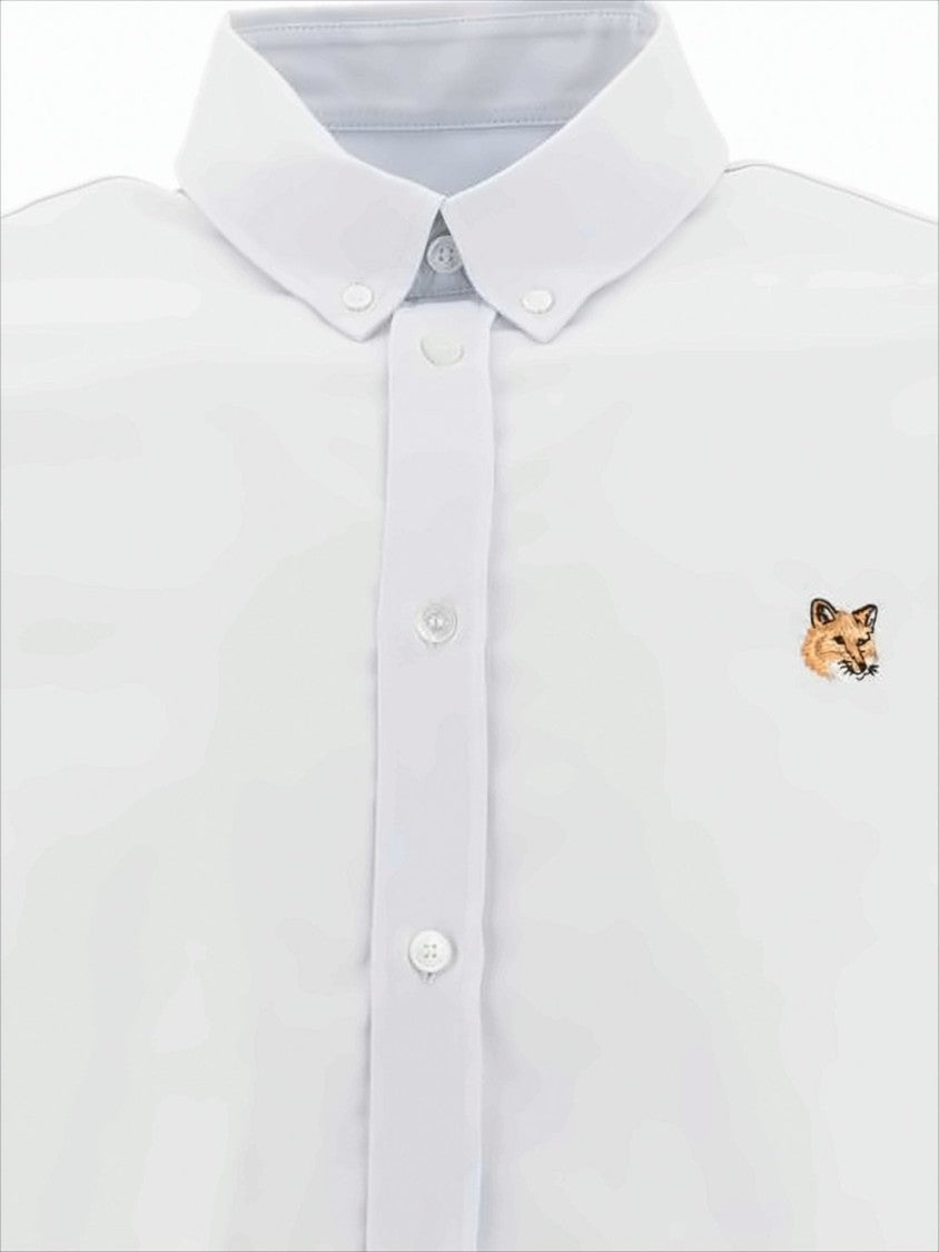 Maison Kitsuné Classic Long-Sleeve White Cotton Shirt With Embroidered Fox Detail