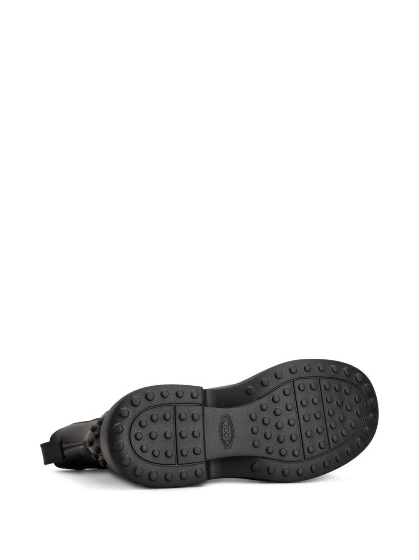 Tod's Polished Leather Ankle Boots With Textured Sole
